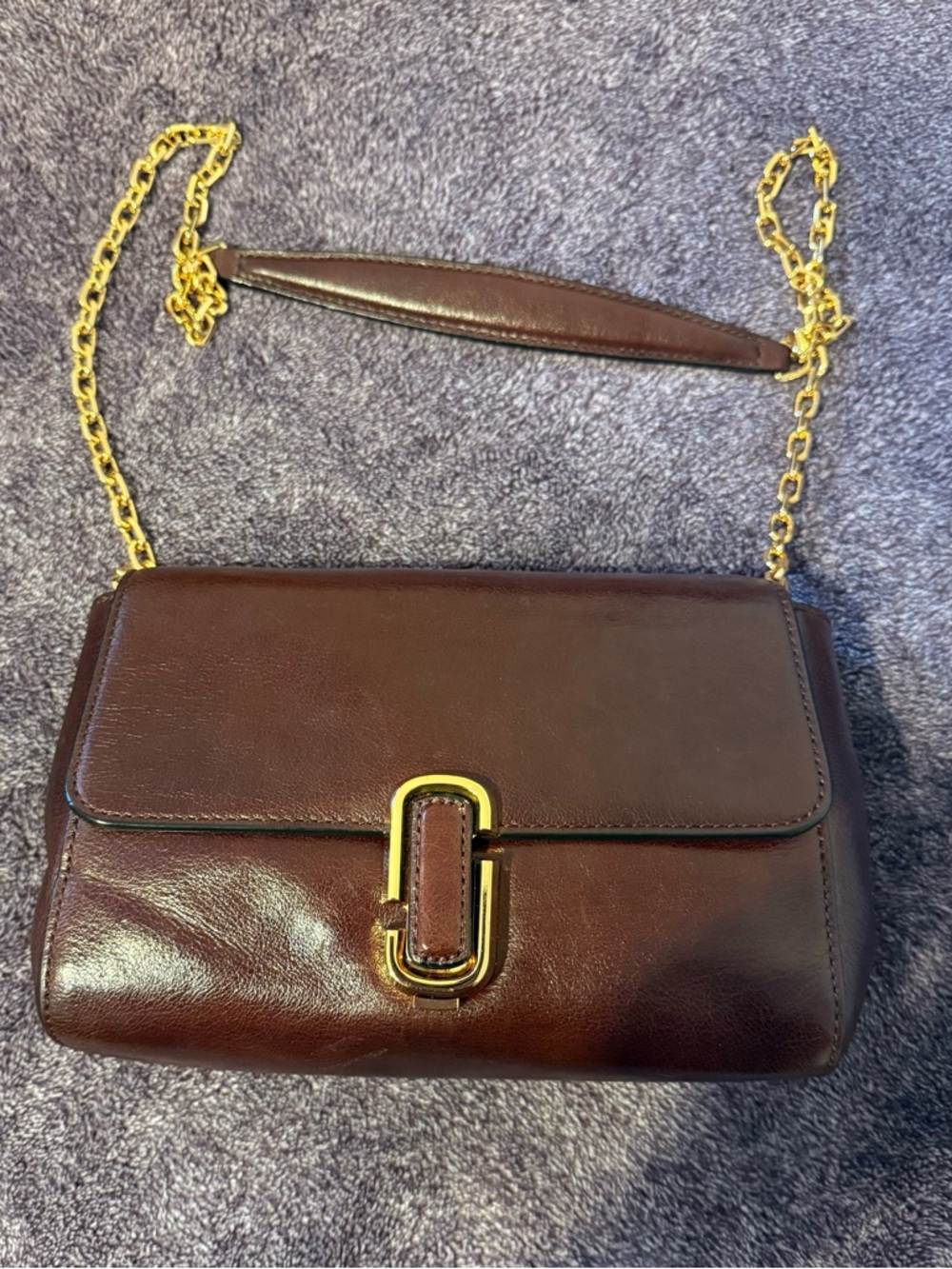 Marc Jacobs Brown Leather Crossbody with Gold Chain